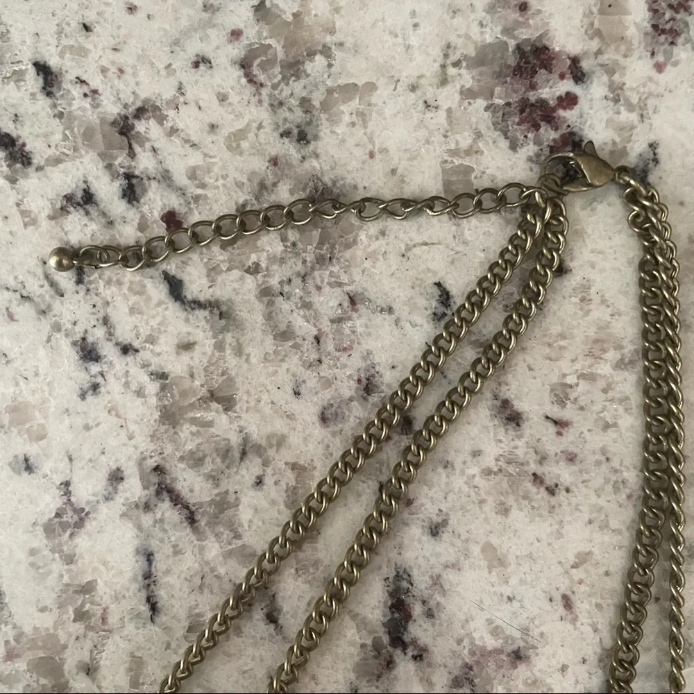 Forever 21 Brass Tone Metal Chain Disc Multi Layer Tiered Collar Choker Necklace - Picture 3 of 4